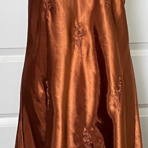 Inner Most Brown Satin Spaghetti Strap Nightgown Slip Dress Size Medium - Picture 3 of 10